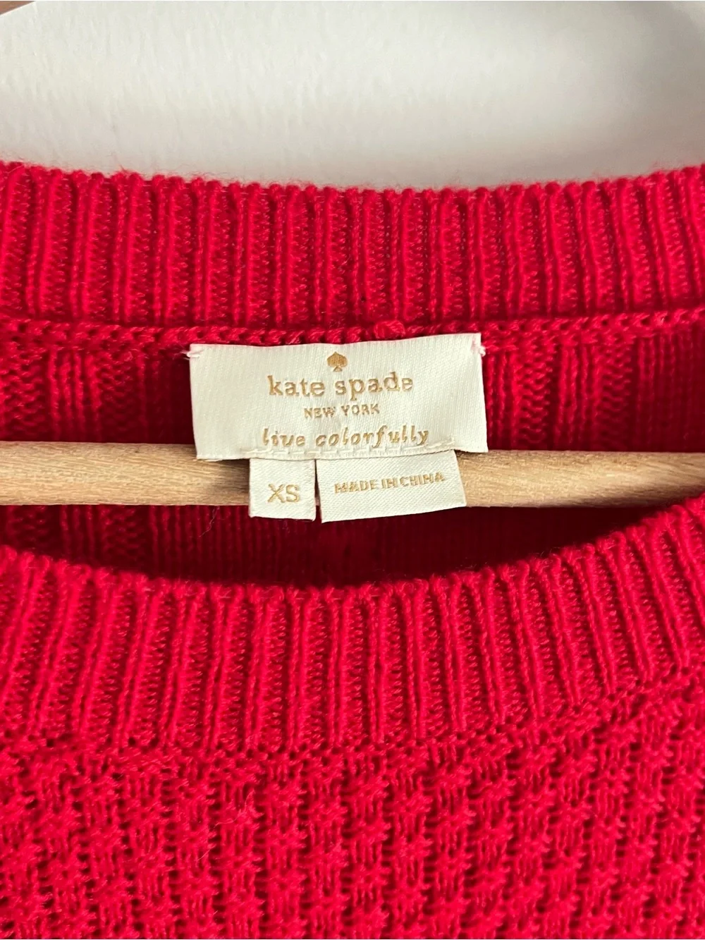 Kate Spade New York Ruffle Sweater X-Small Wool Blend Red Swiss Dot Preppy Knit